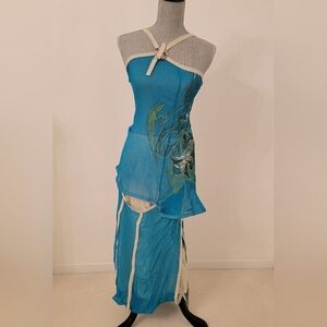 OHDD Blue Top with Leaf Pattern Size 28